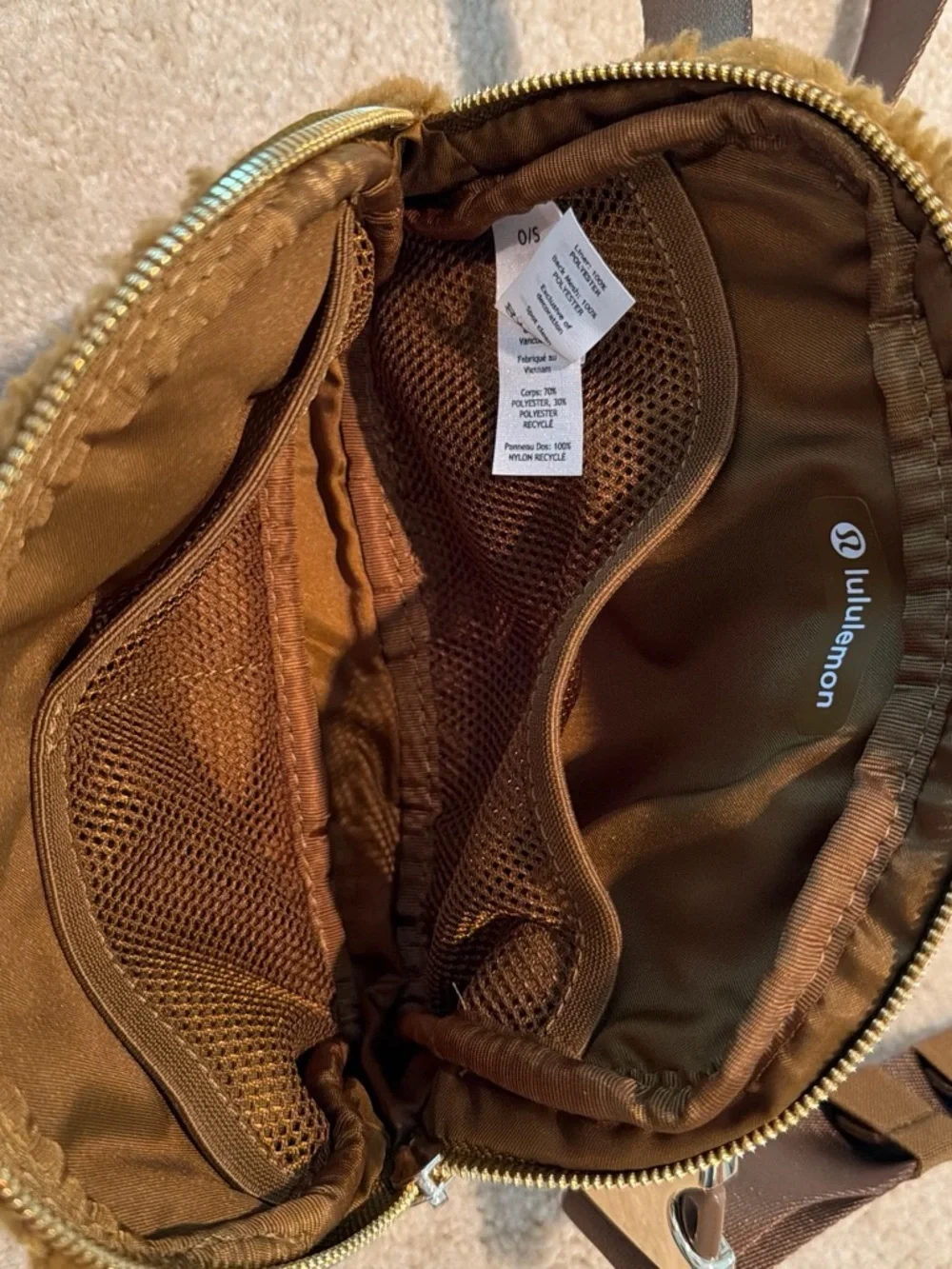 lululemon athletica Brown Faux-Sherpa Crossbody Bag